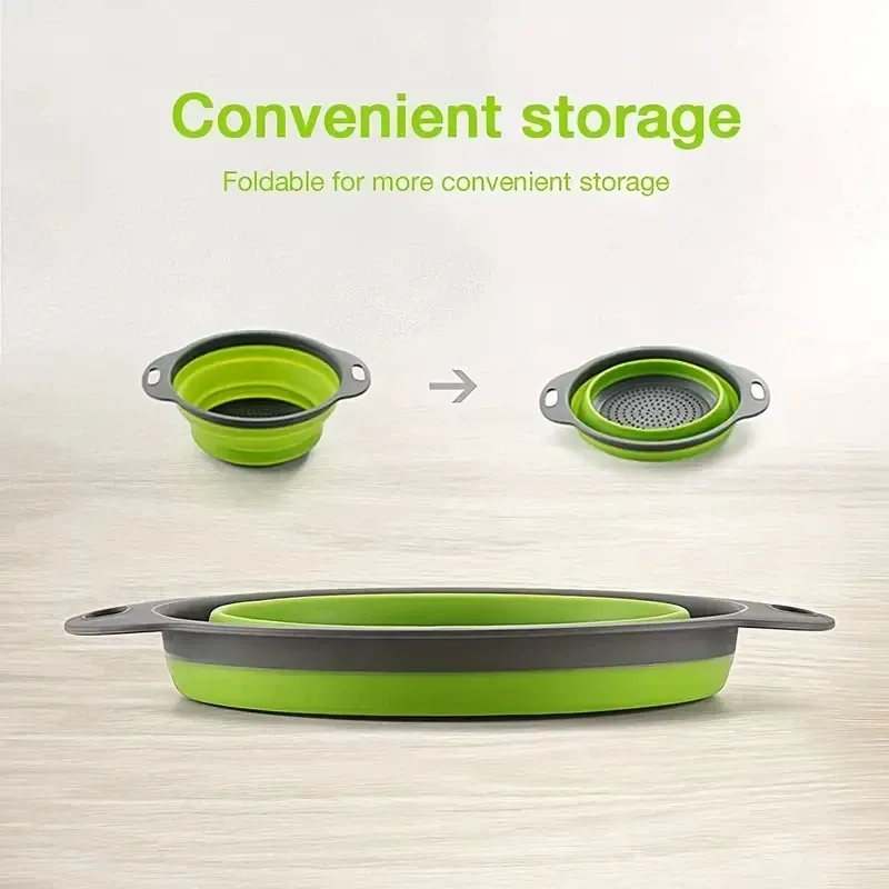 Passoire en silicone pliable et peu encombrante avec poignée, panier de lavage pour fruits et légumes 4