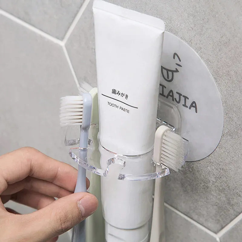 Porte-brosse à dents mural auto-adhésif sans perçage, avec support pour dentifrice et rasoir 3