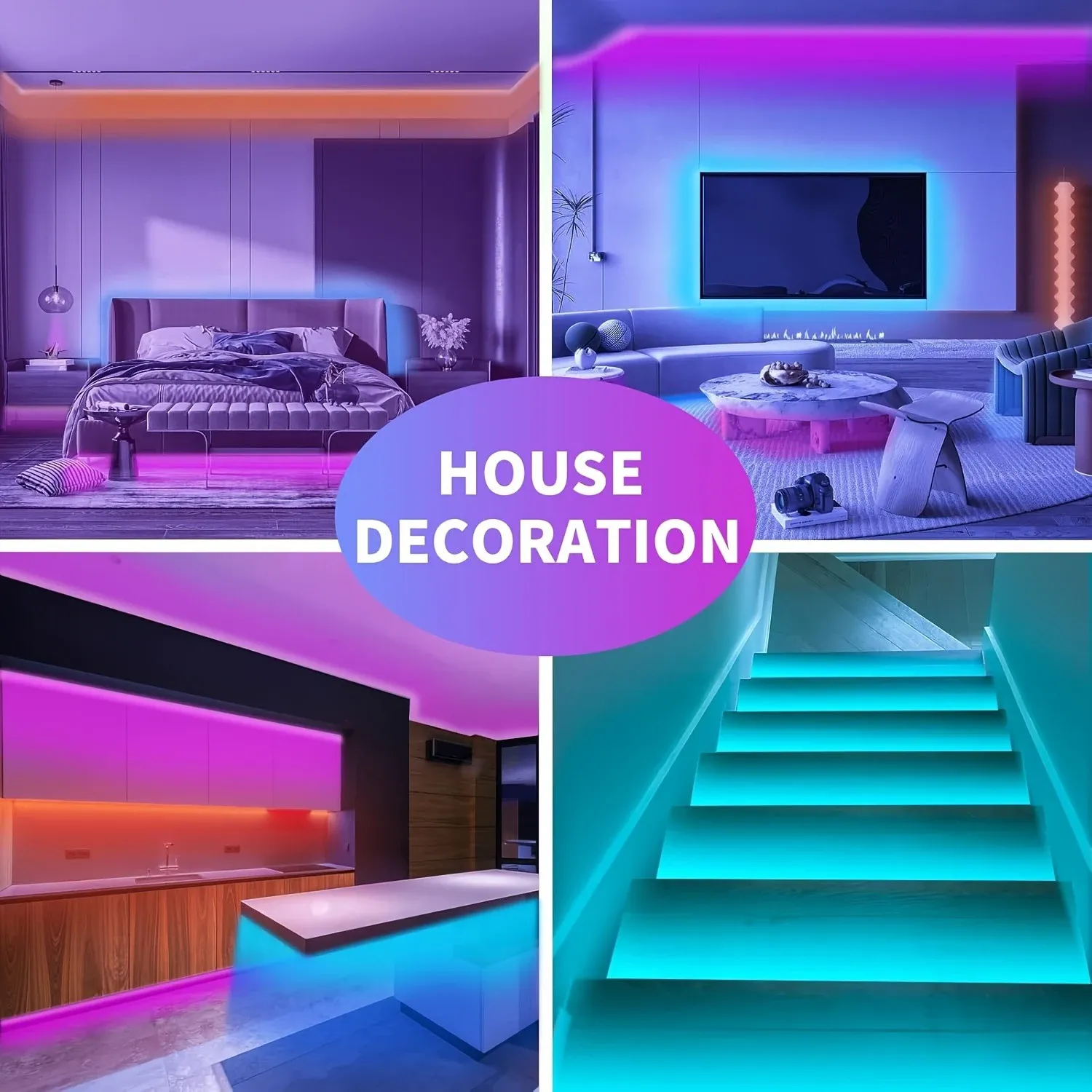 Ambiance d'une pièce éclairée par bande LED RVB