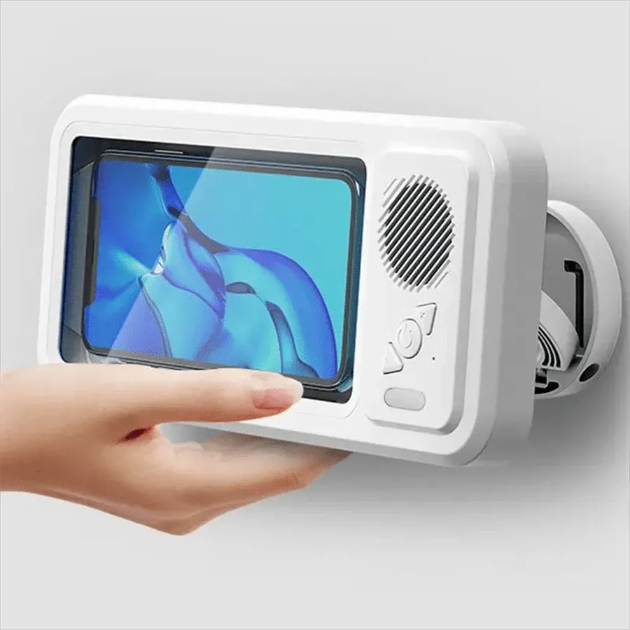 Support de téléphone de douche avec haut-parleur Bluetooth, étanche IPX4, anti-buée, écran tactile, support mural pour douche et salle de bain 4
