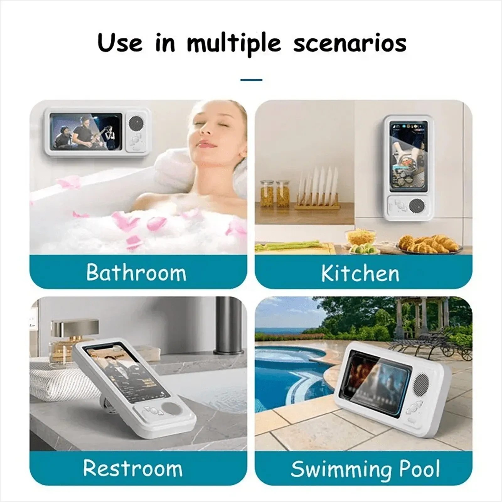 Support de téléphone de douche, vue de profil