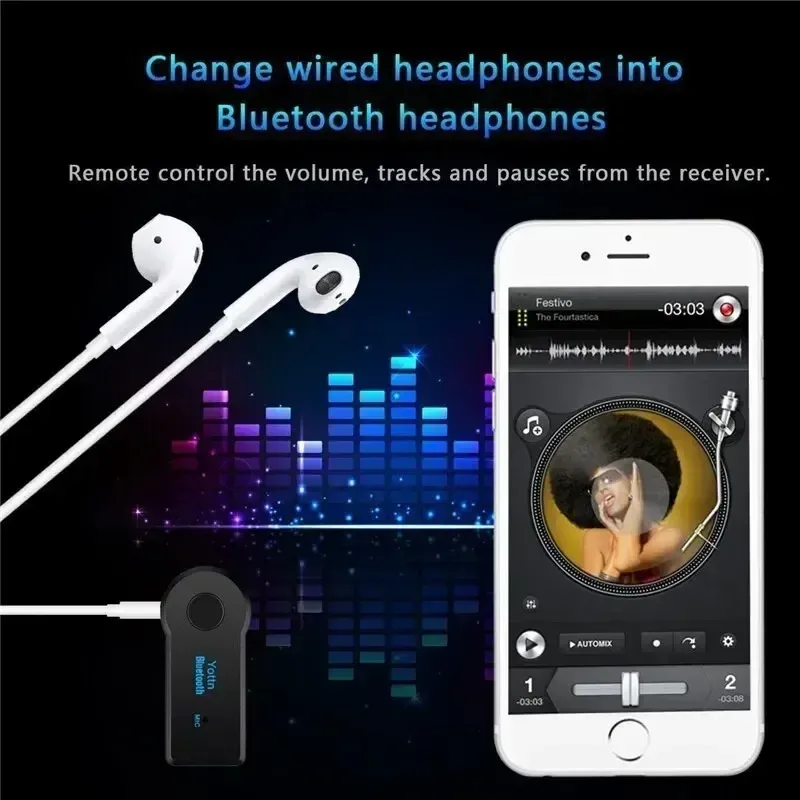 Adaptateur Bluetooth 5.0 pour voiture, récepteur AUX sans fil, convertisseur audio et kit mains libres pour téléphone 5