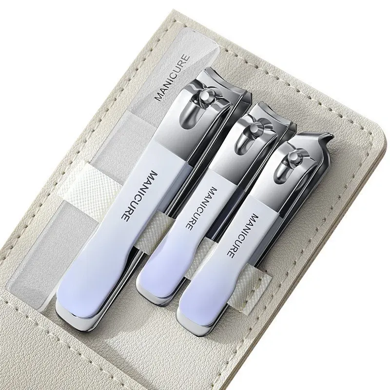 Ensemble de 4 coupe-ongles en acier inoxydable à manche antidérapant dégradé et limes nano affûtées pour manucure et voyage 7