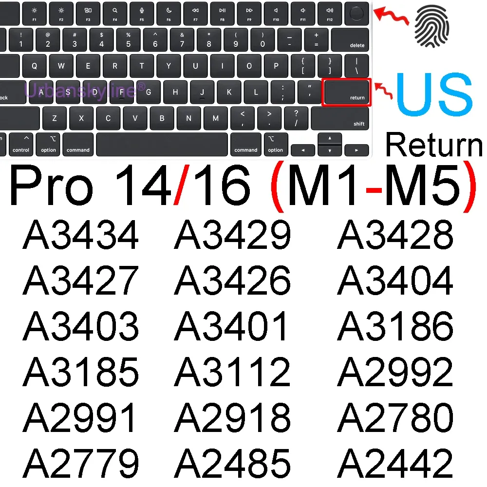 Housse de protection en silicone pour clavier MacBook Air 13" M1 et MacBook Pro 13", 14" et 16" (A2337, A2442) 20