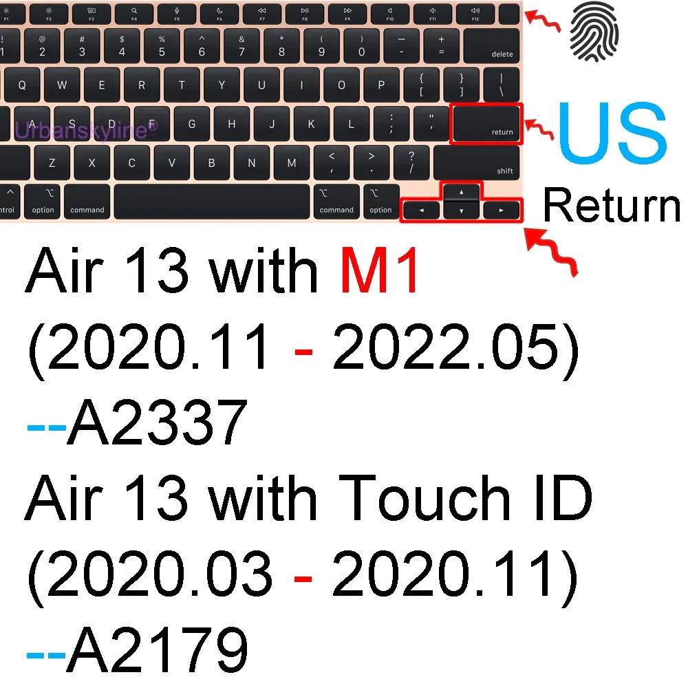Housse de protection en silicone pour clavier MacBook Air 13" M1 et MacBook Pro 13", 14" et 16" (A2337, A2442) 22