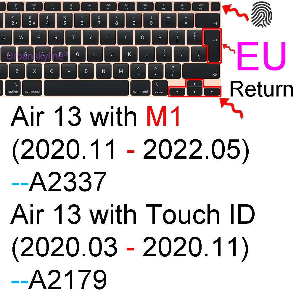 Housse de protection en silicone pour clavier MacBook Air 13" M1 et MacBook Pro 13", 14" et 16" (A2337, A2442) 21