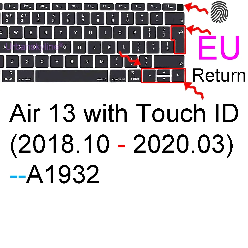 Housse de protection en silicone pour clavier MacBook Air 13" M1 et MacBook Pro 13", 14" et 16" (A2337, A2442) 18