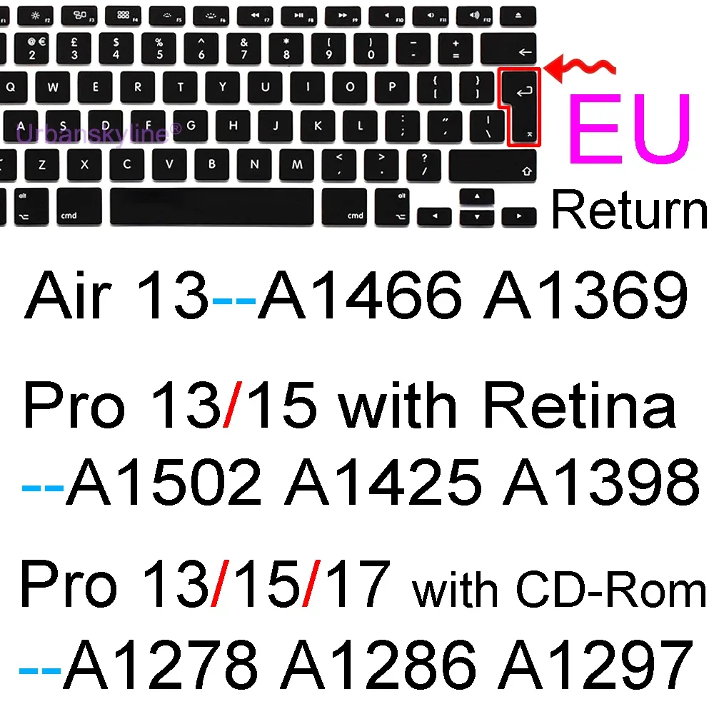 Housse de protection en silicone pour clavier MacBook Air 13" M1 et MacBook Pro 13", 14" et 16" (A2337, A2442) 19