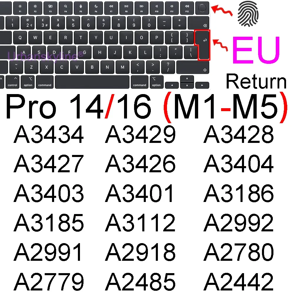 Housse de protection en silicone pour clavier MacBook Air 13" M1 et MacBook Pro 13", 14" et 16" (A2337, A2442) 14