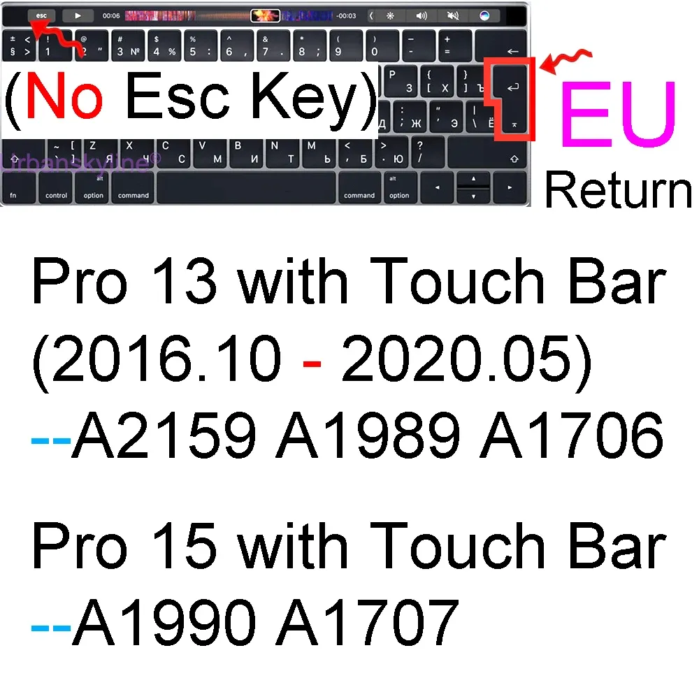 Housse de protection en silicone pour clavier MacBook Air 13" M1 et MacBook Pro 13", 14" et 16" (A2337, A2442) 13