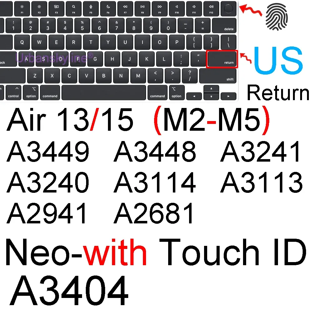 Housse de protection en silicone pour clavier MacBook Air 13" M1 et MacBook Pro 13", 14" et 16" (A2337, A2442) 17