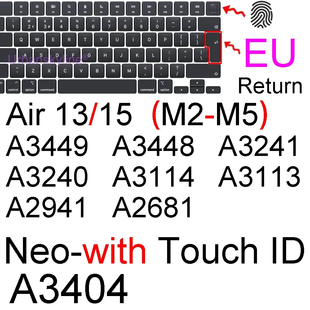 Housse de protection en silicone pour clavier MacBook Air 13" M1 et MacBook Pro 13", 14" et 16" (A2337, A2442) 16
