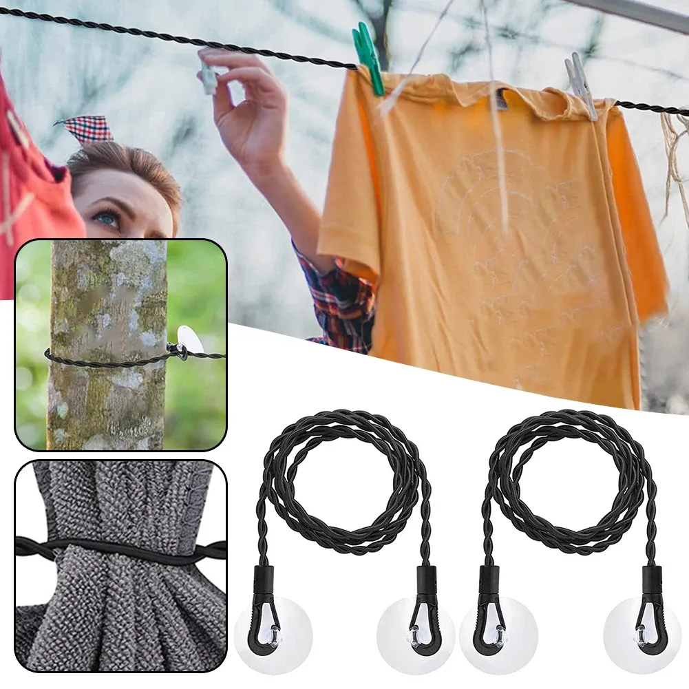 Lology - Corde à linge avec crochets et ventouse, installation facile