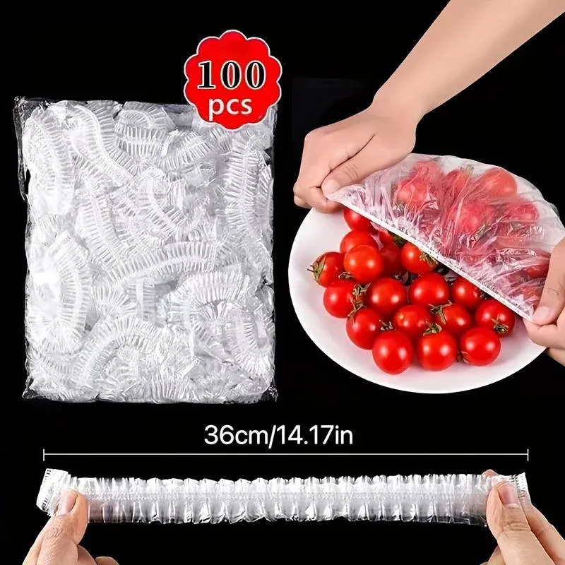 Lot de 100 couvercles réutilisables en silicone pour bols et assiettes, couvercles élastiques pour conservation alimentaire - Image 1