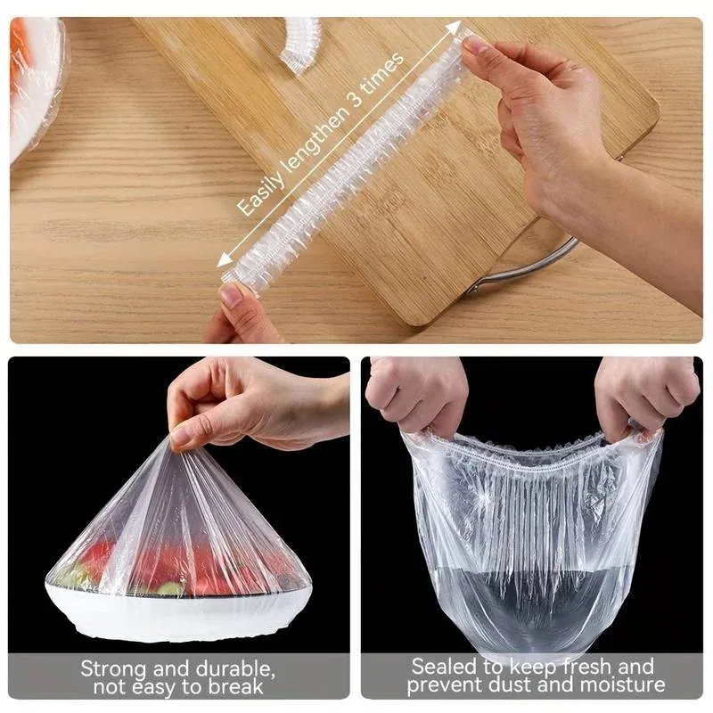 Lot de 100 couvercles réutilisables en silicone pour bols et assiettes, couvercles élastiques pour conservation alimentaire 4