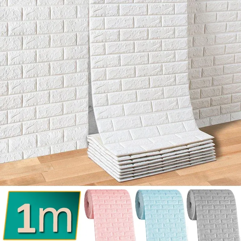 Papier Peint Auto-Adhésif 3D 70 cm x 1 m, Stickers Muraux Imperméables en Briques pour Salon et Chambre, Décoration d'Intérieur - Image 1