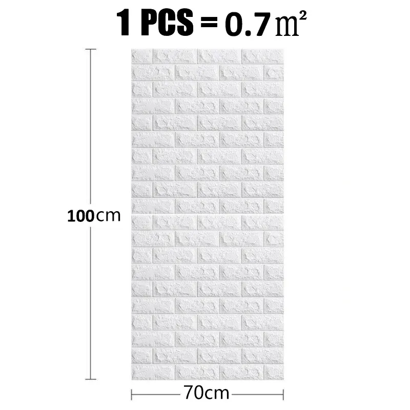 Papier Peint Auto-Adhésif 3D 70 cm x 1 m, Stickers Muraux Imperméables en Briques pour Salon et Chambre, Décoration d'Intérieur 2