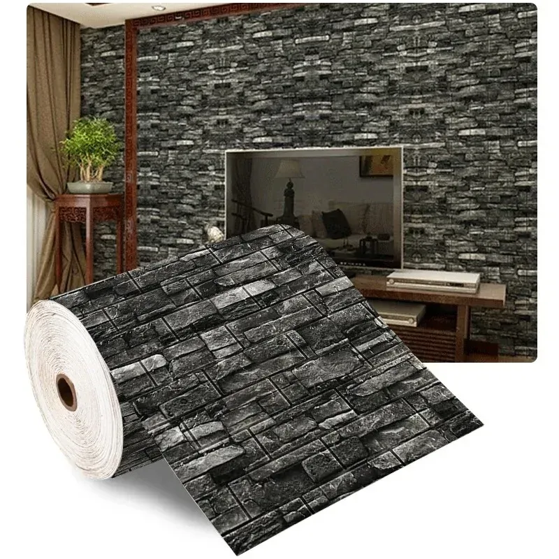 Papier Peint Auto-Adhésif 3D 70 cm x 1 m, Stickers Muraux Imperméables en Briques pour Salon et Chambre, Décoration d'Intérieur 10