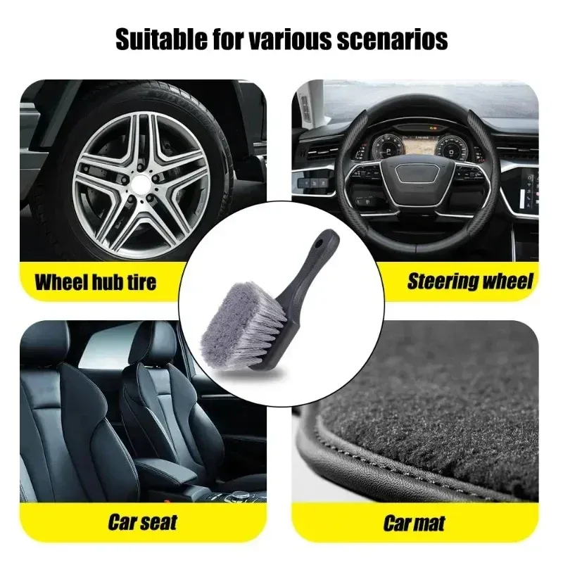 Brosse de nettoyage pour jantes de voiture à manche court, brosse de lavage pour pneus et roues, outil d'entretien automobile 5