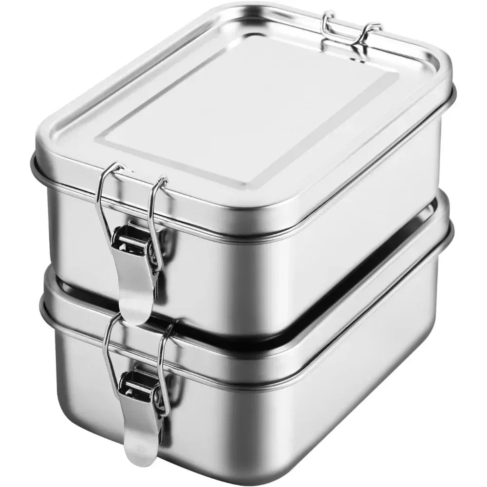 Boîte bento en acier inoxydable 304 avec fermoir verrouillable, 1200 ml / 2400 ml, idéale pour le travail et l'école 8