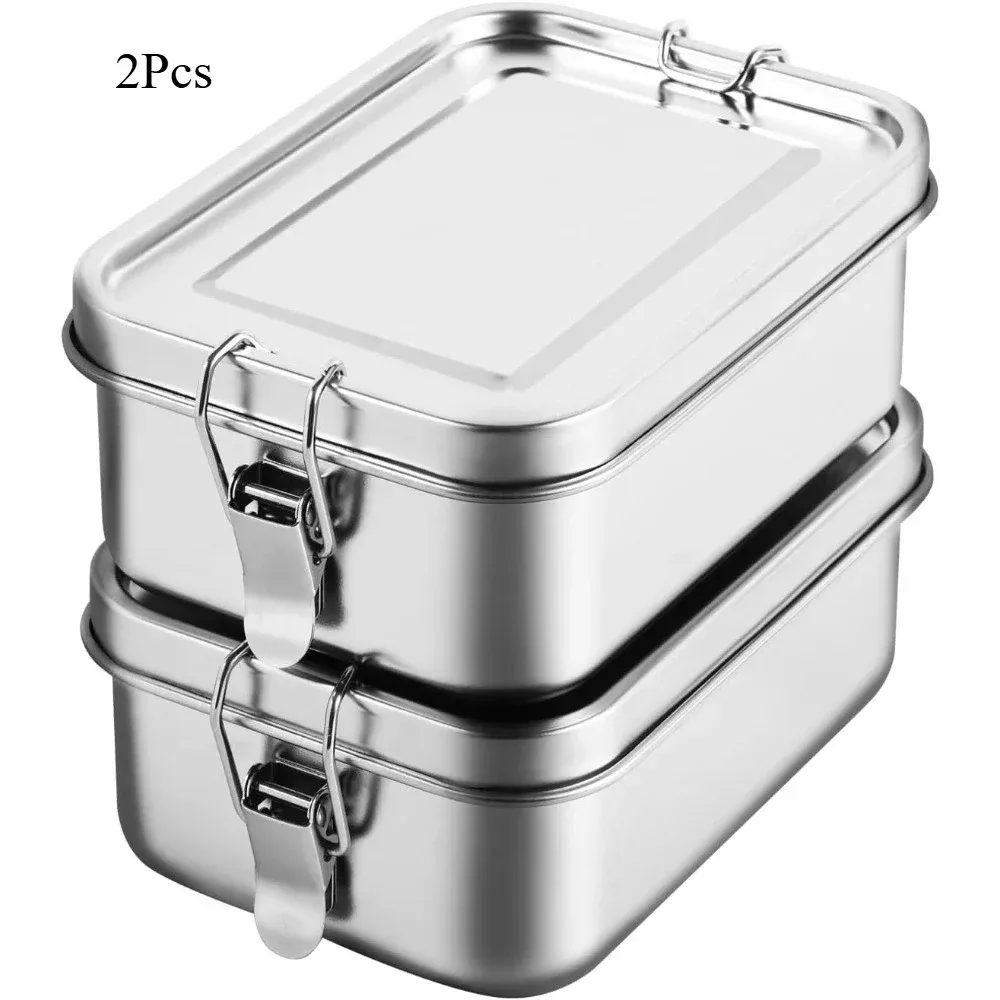 Boîte bento en acier inoxydable 304 avec fermoir verrouillable, 1200 ml / 2400 ml, idéale pour le travail et l'école 9