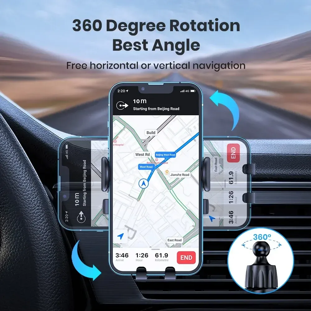 Support de téléphone universel à gravité pour voiture, fixation sur grille de ventilation, compatible avec tous les téléphones 3