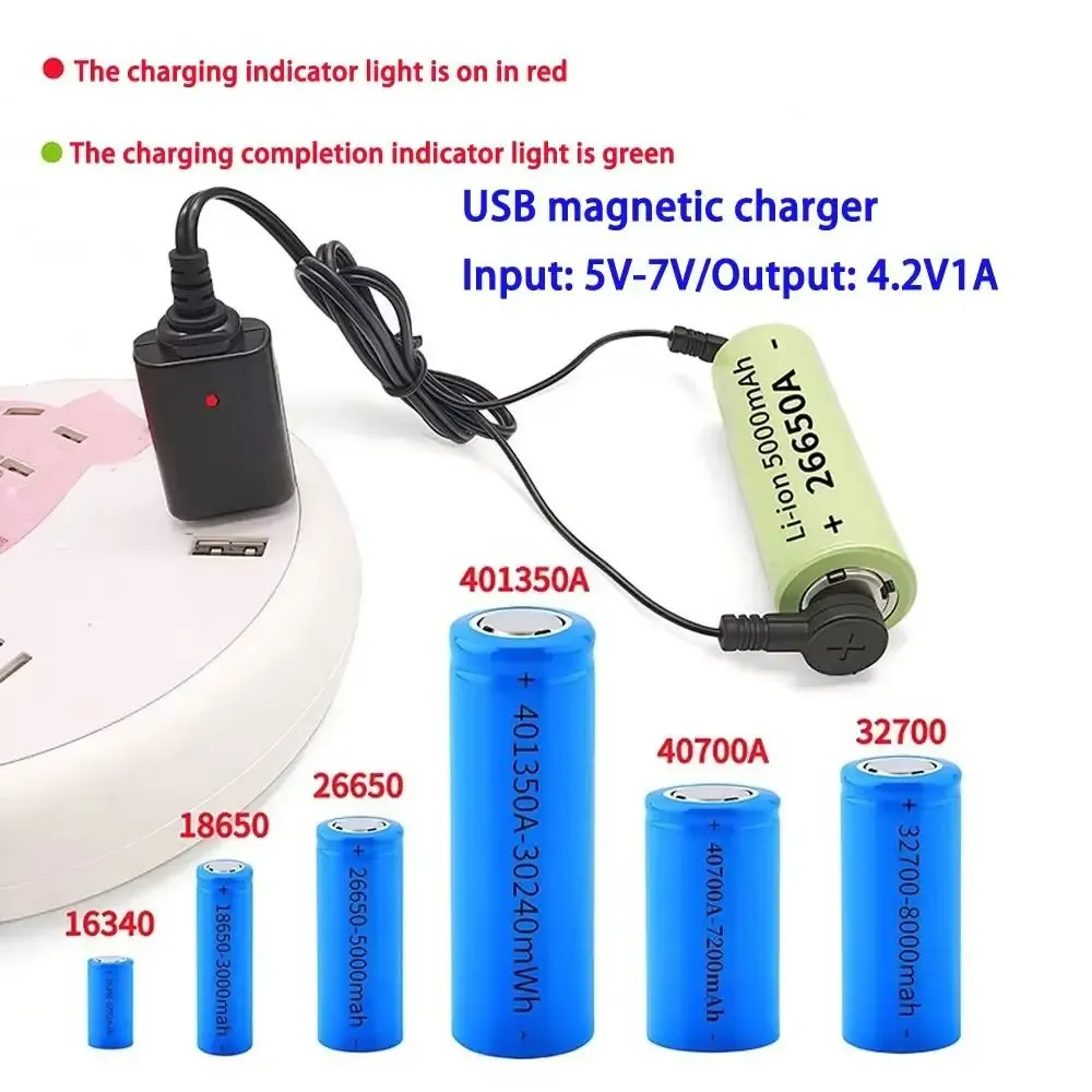 Chargeur magnétique USB pour batterie au lithium 3,7 V / 4,2 V, câble de charge universel