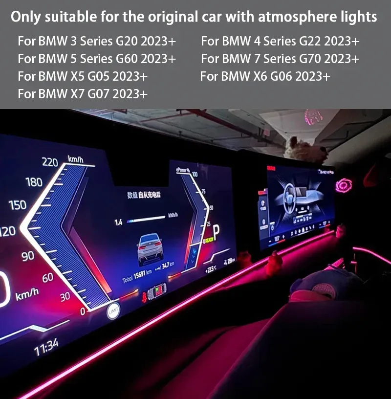 Éclairage d'ambiance LED BMW, vue détaillée