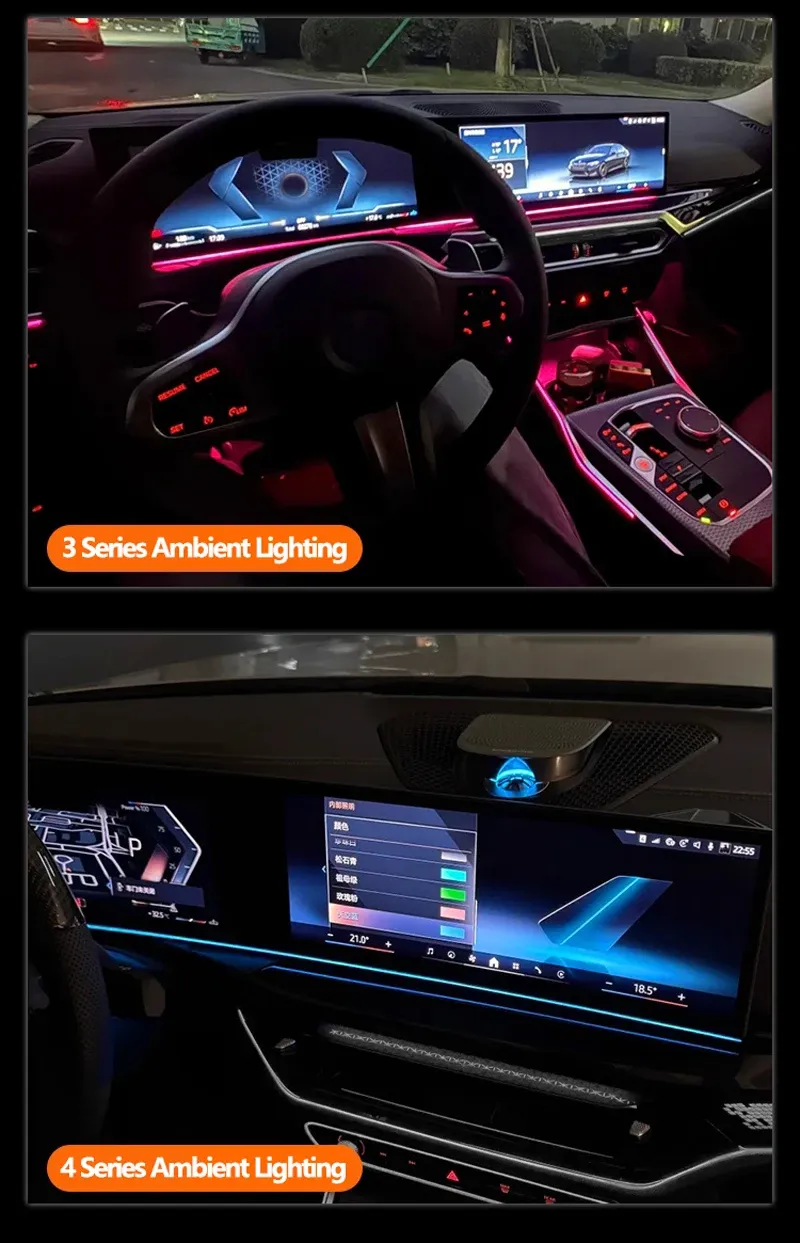 Éclairage d'ambiance LED BMW, intégration dans l'habitacle