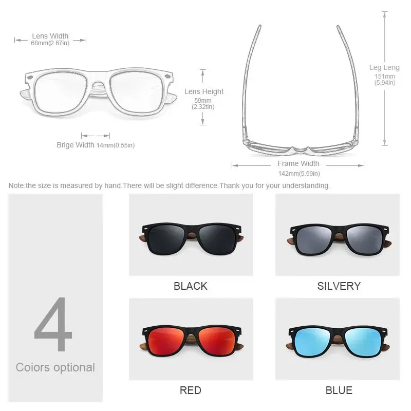 Lunettes de soleil en bois naturel pour hommes, polarisées, monture en TR90 et bois véritable, modèle tendance d'origine de marque. 2