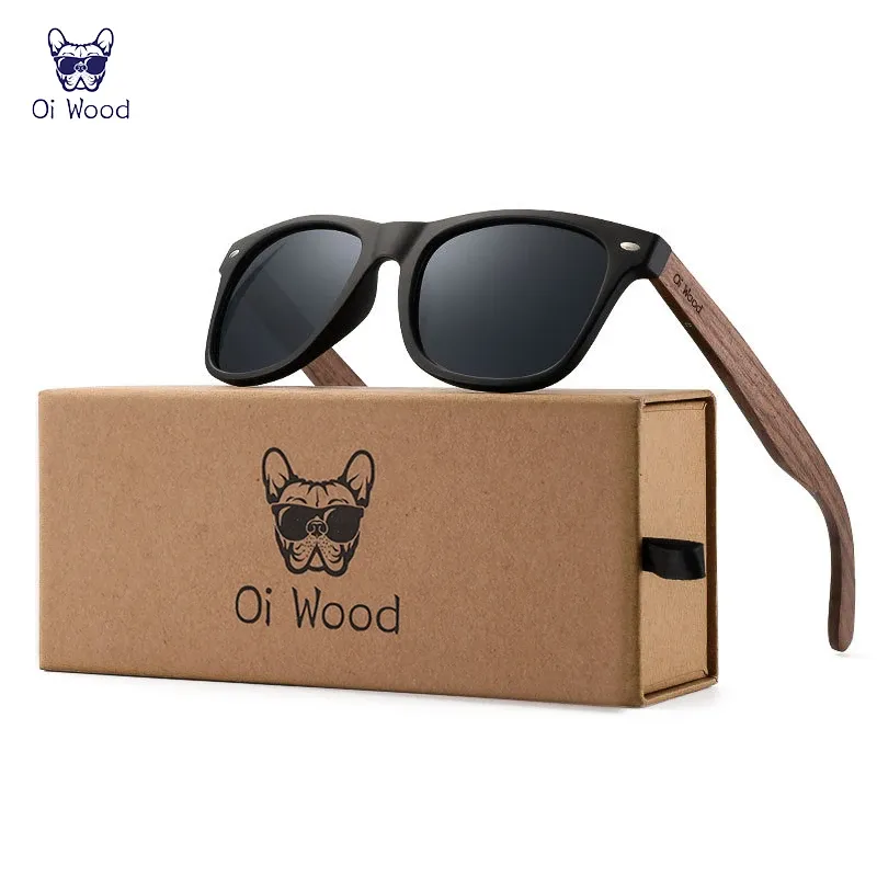Lunettes de soleil en bois naturel pour hommes, polarisées, monture en TR90 et bois véritable, modèle tendance d'origine de marque.
