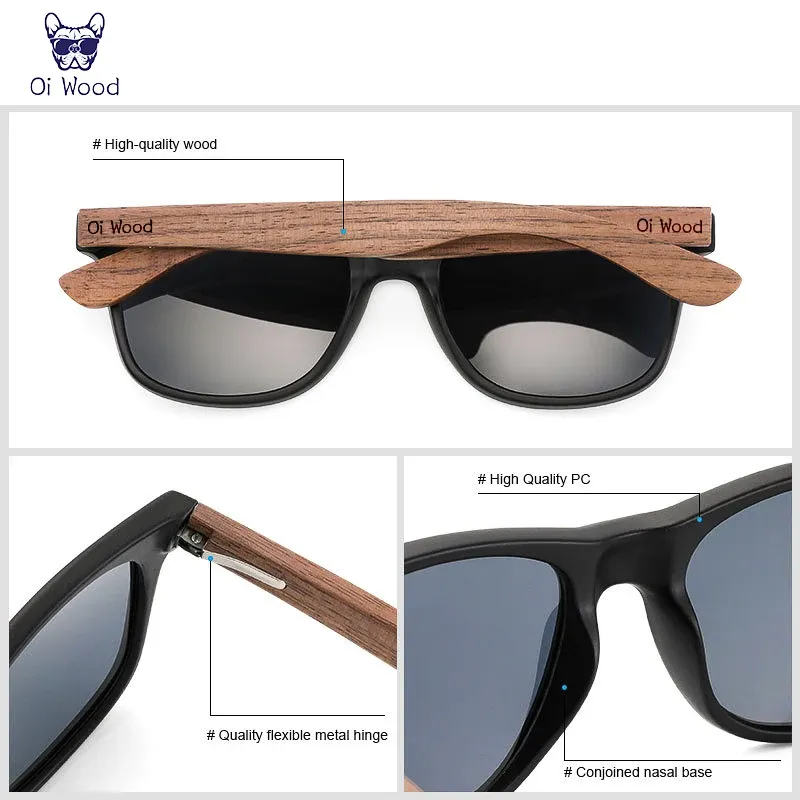 Lunettes de soleil en bois naturel pour hommes, polarisées, monture en TR90 et bois véritable, modèle tendance d'origine de marque. 5
