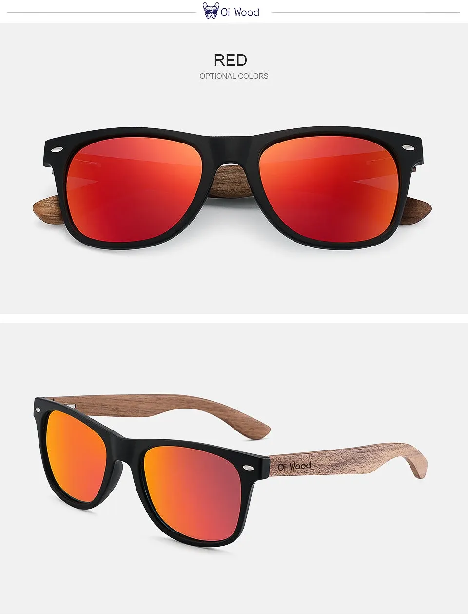 Lunettes de soleil en bois, vue de profil