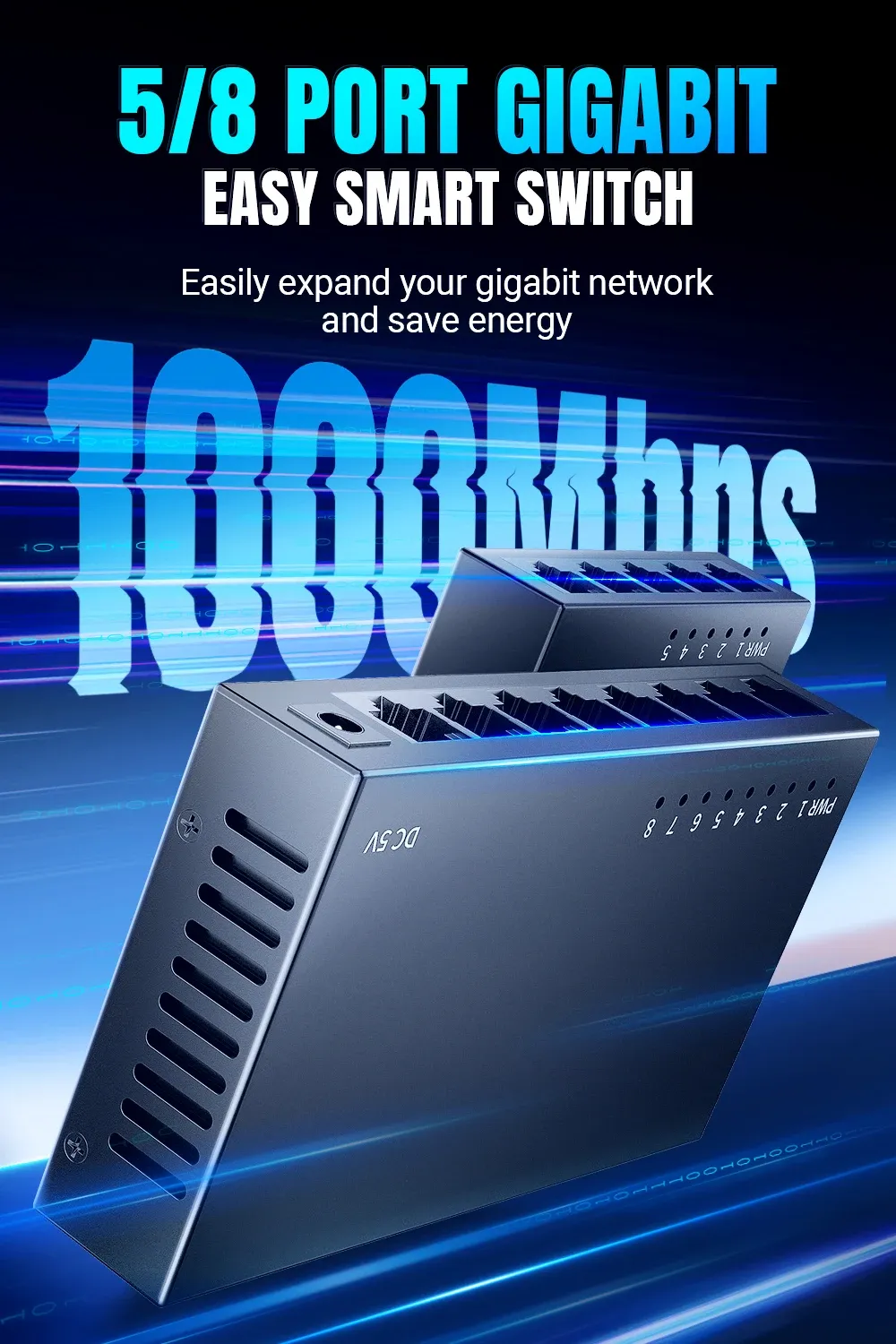 Commutateur Gigabit AMPCOM en situation d'utilisation