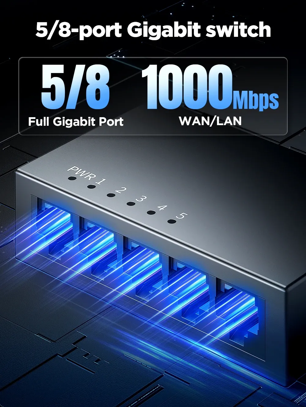 Ports Gigabit complets du commutateur AMPCOM