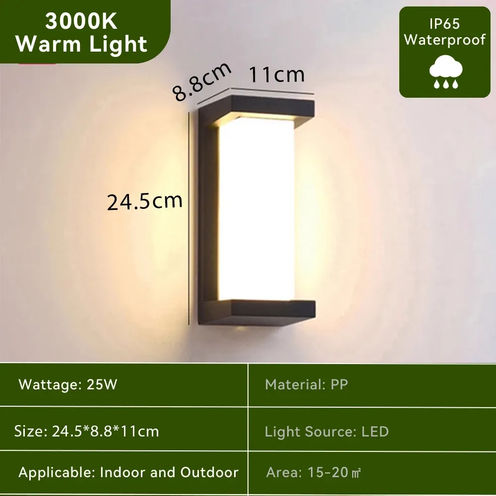 Applique murale LED étanche 110-220 V pour éclairage d'extérieur et d'intérieur : escaliers, porche, balcon et jardin 12