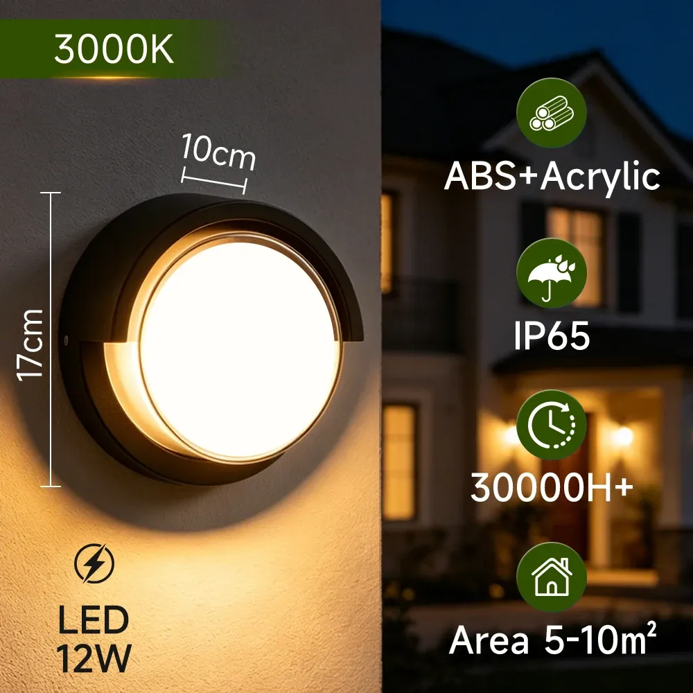 Applique murale LED étanche 110-220 V pour éclairage d'extérieur et d'intérieur : escaliers, porche, balcon et jardin 8