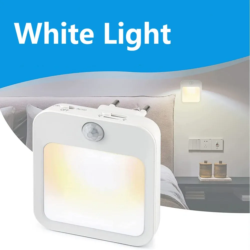 Veilleuse à détecteur de mouvement avec LED, prise UE, lampe de nuit sans fil pour enfants, idéale pour table de chevet et chambre 9