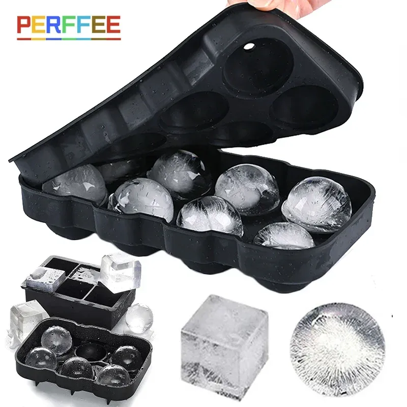 Plateau à glaçons en silicone avec couvercle, moule carré pour boules de glace, 4, 6 ou 8 cavités, pour whisky et cocktails