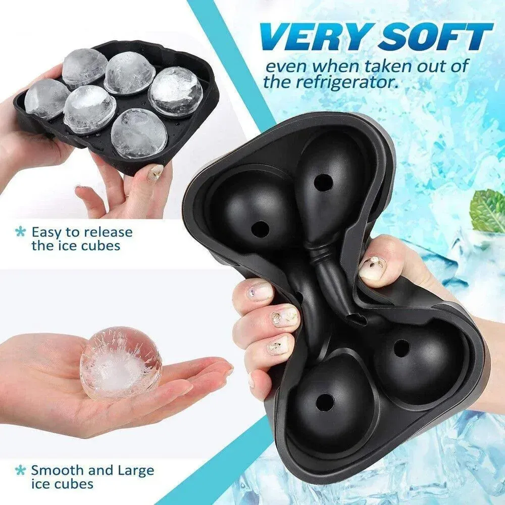 Plateau à glaçons en silicone avec couvercle, moule carré pour boules de glace, 4, 6 ou 8 cavités, pour whisky et cocktails 3