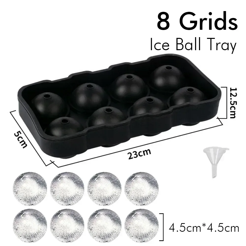 Plateau à glaçons en silicone avec couvercle, moule carré pour boules de glace, 4, 6 ou 8 cavités, pour whisky et cocktails 8
