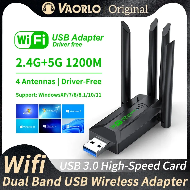 Adaptateur USB Wi-Fi 1200 Mbps double bande 2,4 GHz / 5 GHz, 802.11ac, USB 3.0, pour PC et ordinateur portable