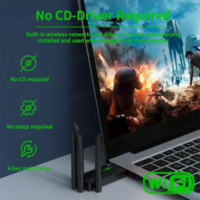 Adaptateur USB Wi-Fi 1200 Mbps double bande 2,4 GHz / 5 GHz, 802.11ac, USB 3.0, pour PC et ordinateur portable 4