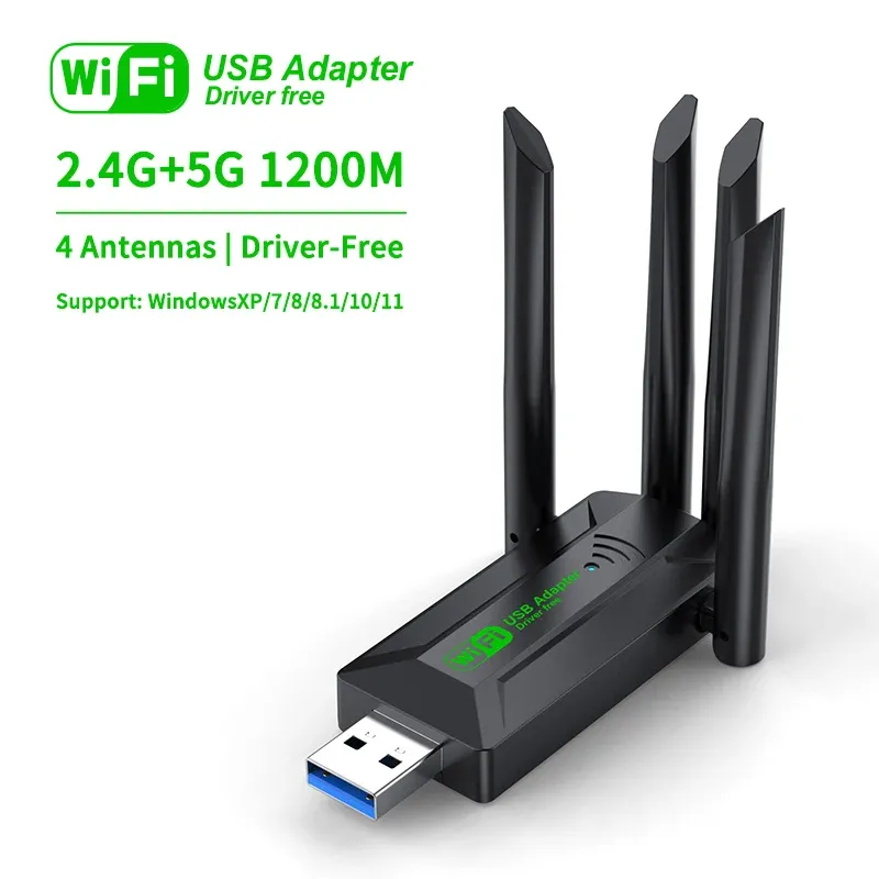 Adaptateur USB Wi-Fi 1200 Mbps double bande 2,4 GHz / 5 GHz, 802.11ac, USB 3.0, pour PC et ordinateur portable 7