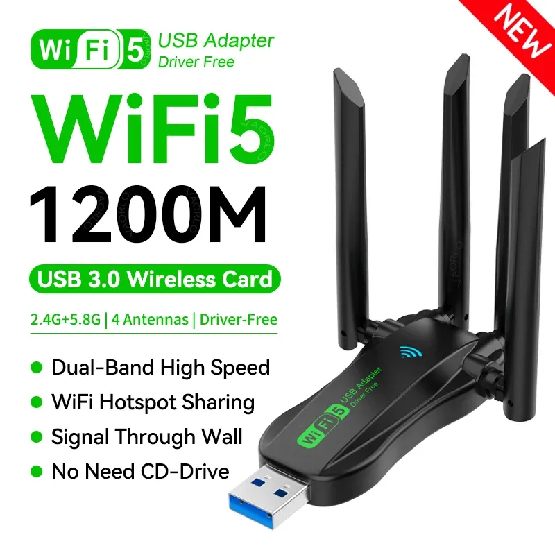 Adaptateur USB Wi-Fi 1200 Mbps double bande 2,4 GHz / 5 GHz, 802.11ac, USB 3.0, pour PC et ordinateur portable 8
