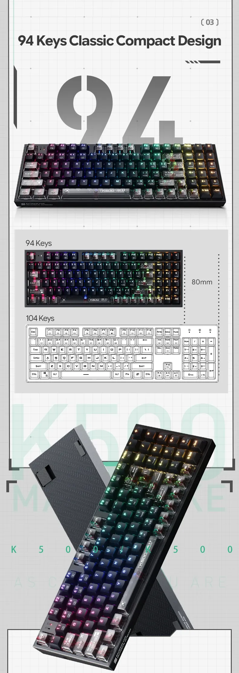 Clavier K500-B94 dans un espace de travail