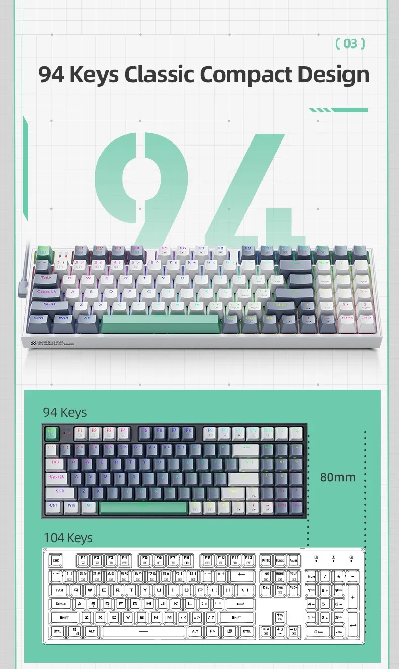 Clavier K500 au format 90 %