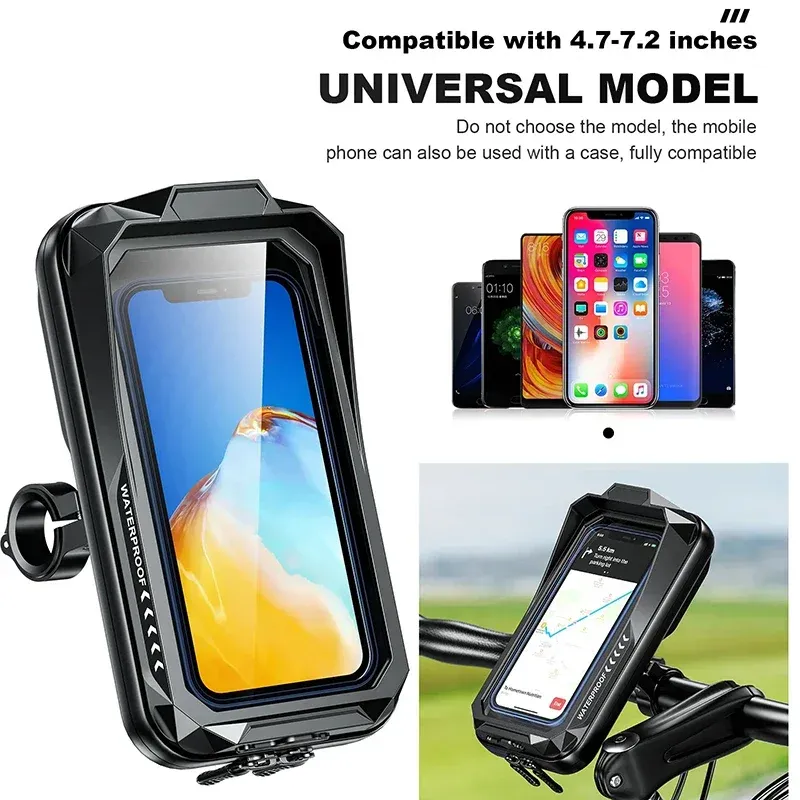 Support de téléphone étanche et réglable pour moto et vélo, fixation universelle antichute pour guidon 6