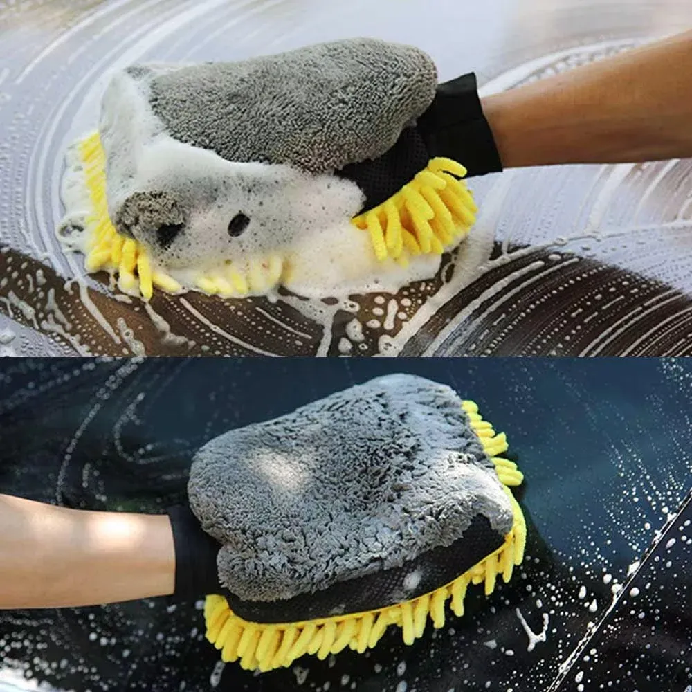 Gant de lavage pour voiture en corail, doux et anti-rayures, épais et multifonction, brosse de détail pour application de cire