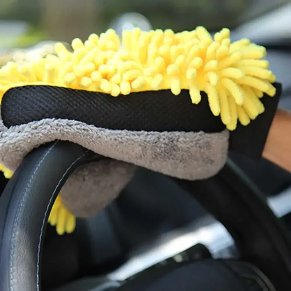 Gant de lavage pour voiture en corail, doux et anti-rayures, épais et multifonction, brosse de détail pour application de cire 3
